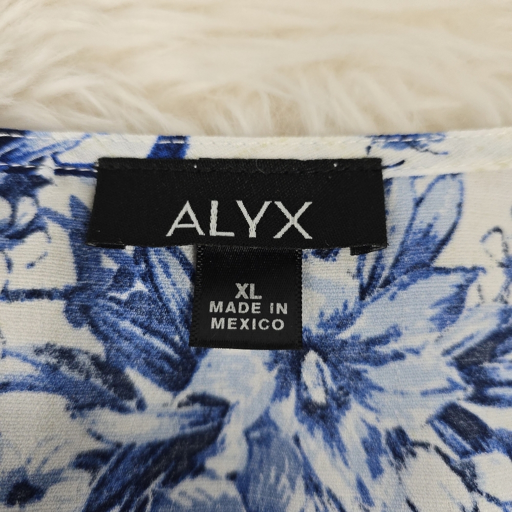 ALYX Floral Pullover Top with V Neckline and Tied Lower Front - Picture 10 of 12